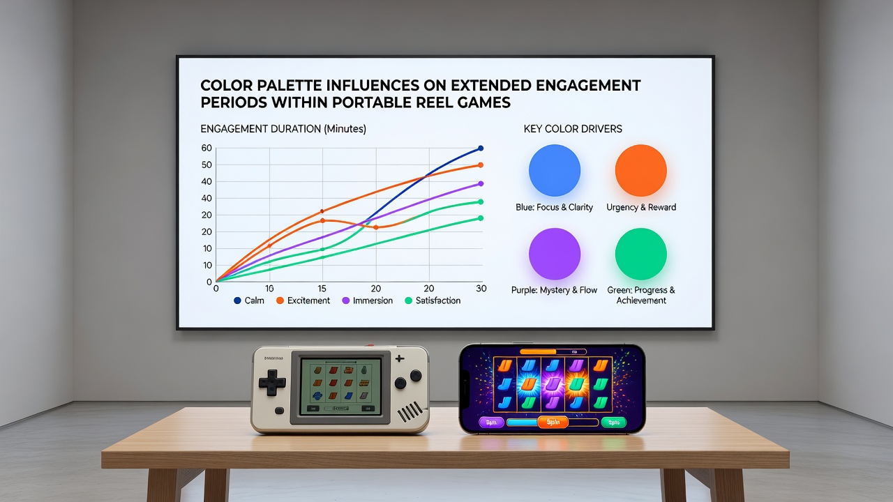 Graphs illustrating engagement duration differences across various color schemes in portable reel games
