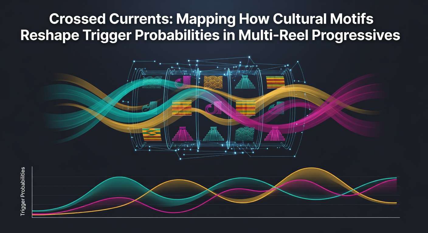 Cultural motifs integrated into multi-reel progressive slot interfaces showing symbols and trigger mechanics