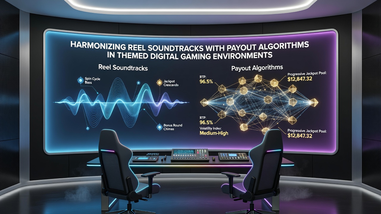Close-up view of digital reels where sound design elements overlay payout algorithm visualizations
